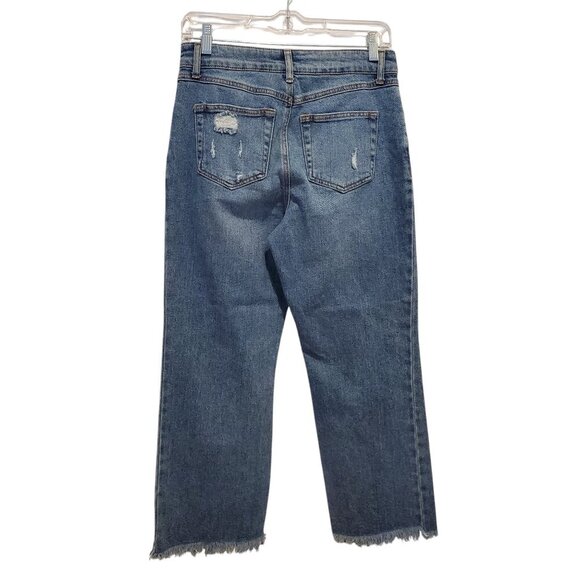 NWT REWASH BRAND SZ 7/28 High Rise Kick Bell Distressed Crop Blue Jeans - Picture 3 of 9
